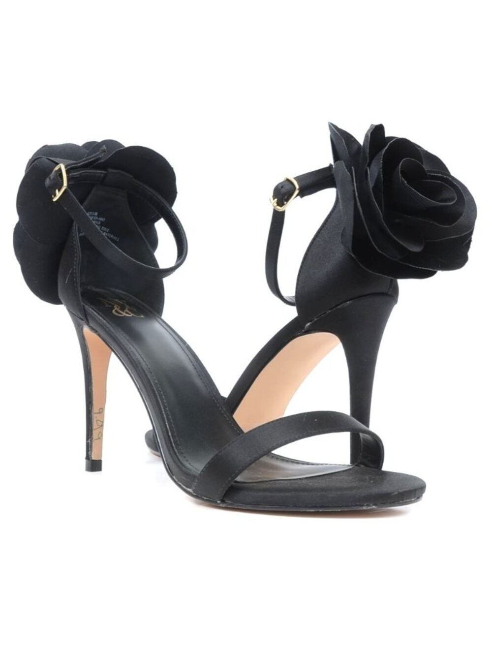 NY&C Women's 9.5 Fabric Flower Ankle Strap Stiletto Sandals Heels Cocktail Party